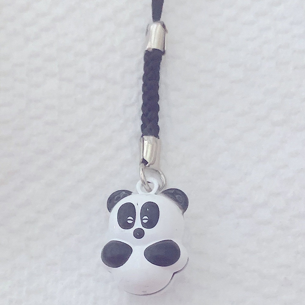 NEW HANDMADE Panda Bell Charm for cell phone android Apple i phones Black White